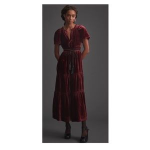 Anthropologie Somerset Velvet Maxi Dress, Size Small